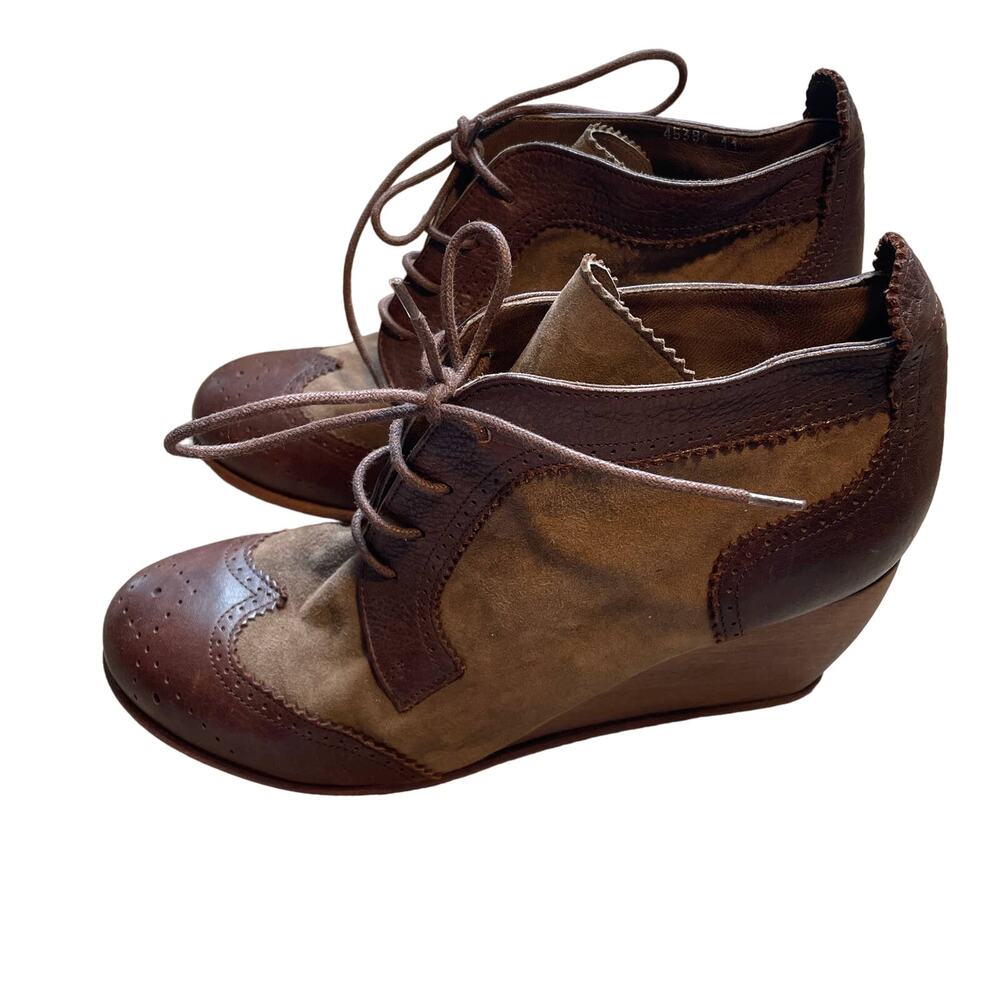 Pepe Monjo Argila Brown Lace Up Wingtip Wedge Ankle Boots Women's 41 / 11